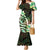 Polynesian Art Tattoo Family Matching Mermaid Dress and Hawaiian Shirt Plumeria Flowers Green Gradient