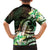 Polynesian Art Tattoo Family Matching Short Sleeve Bodycon Dress and Hawaiian Shirt Plumeria Flowers Green Gradient