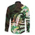 Polynesian Art Tattoo Family Matching Short Sleeve Bodycon Dress and Hawaiian Shirt Plumeria Flowers Green Gradient