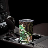 Polynesian Art Tattoo Tumbler Cup Plumeria Flowers Green Gradient