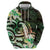Polynesian Art Tattoo Zip Hoodie Plumeria Flowers Green Gradient