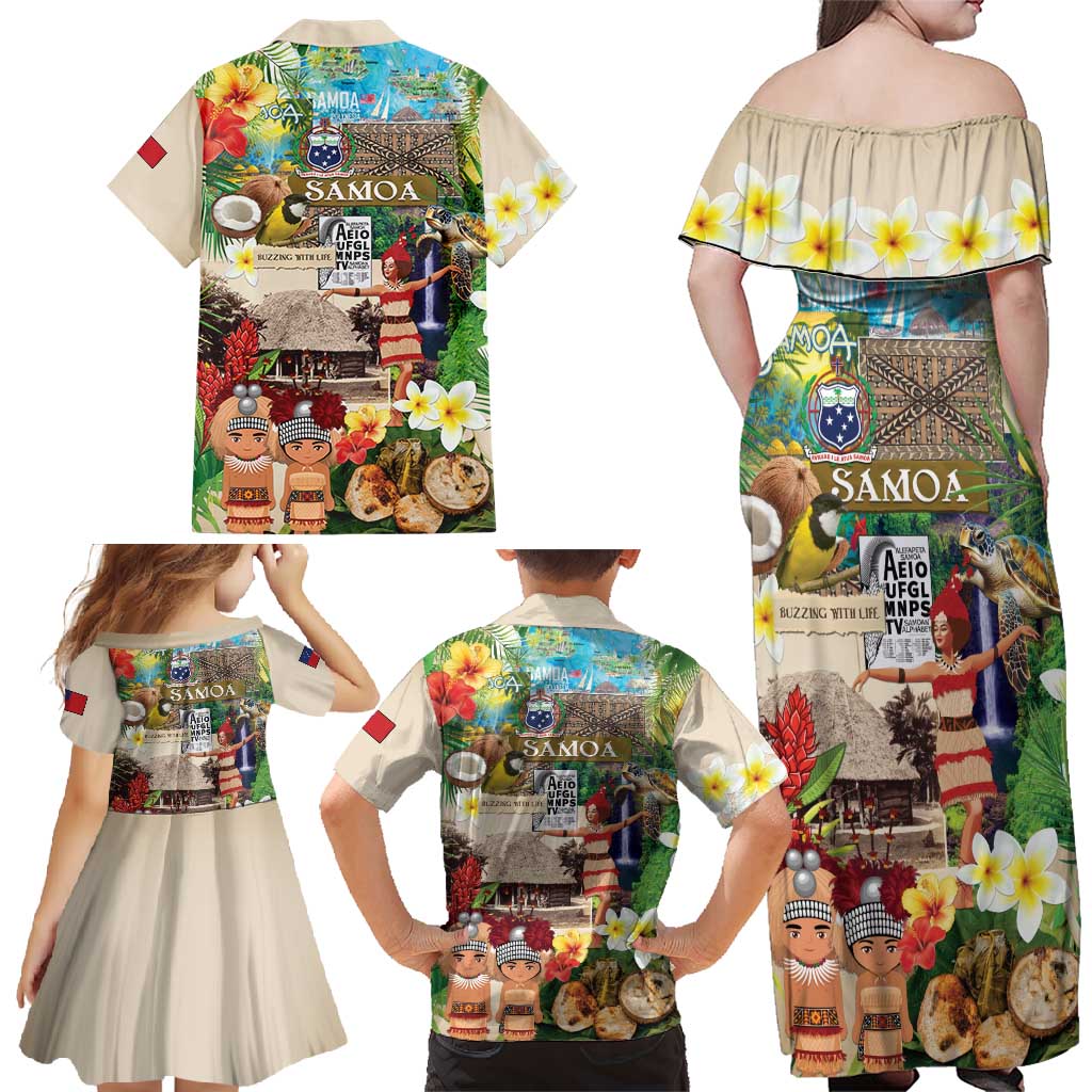Samoa Culture Family Matching Off Shoulder Maxi Dress and Hawaiian Shirt Embracing The Spirit