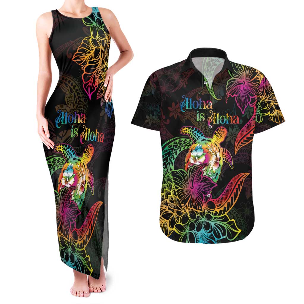 Hawaii Pride Couples Matching Tank Maxi Dress and Hawaiian Shirt Aloha Is Aloha