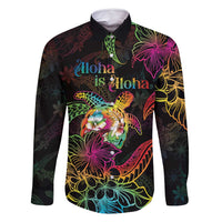 Hawaii Pride Family Matching Long Sleeve Bodycon Dress and Hawaiian Shirt Aloha Is Aloha LT05 Dad's Shirt - Long Sleeve Colorful - Polynesian Pride