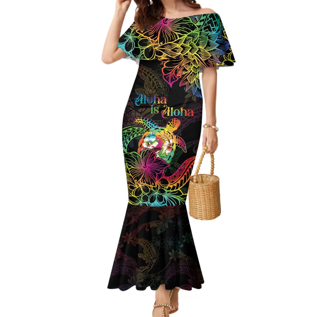 Hawaii Pride Family Matching Mermaid Dress and Hawaiian Shirt Aloha Is Aloha