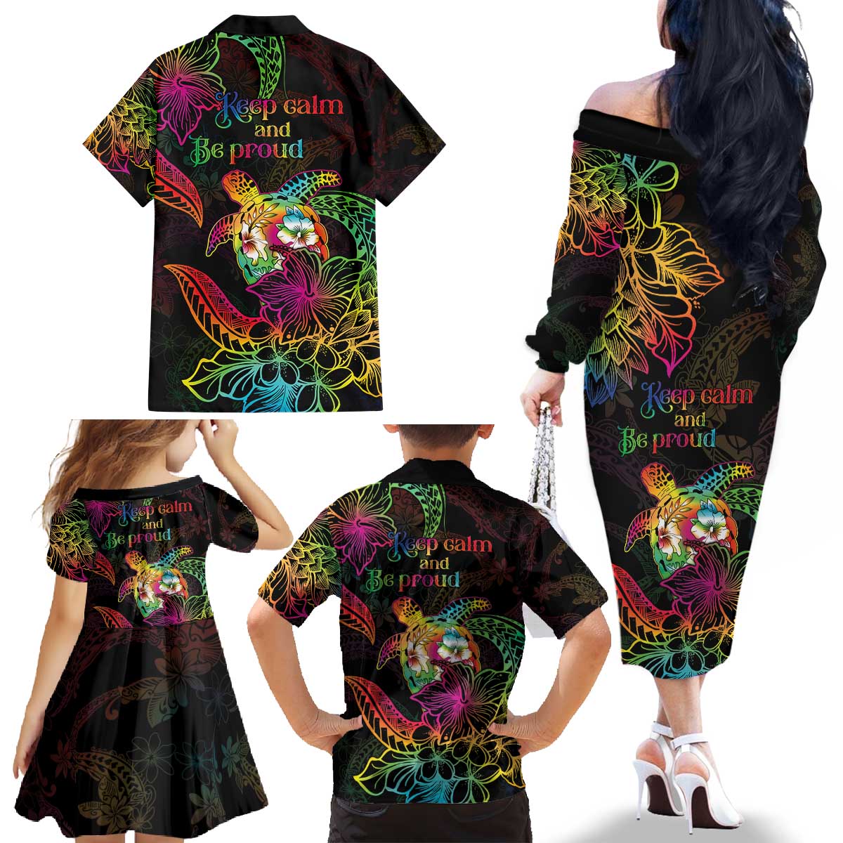 Hawaii Pride Family Matching Off The Shoulder Long Sleeve Dress and Hawaiian Shirt Aloha Is Aloha LT05 - Polynesian Pride