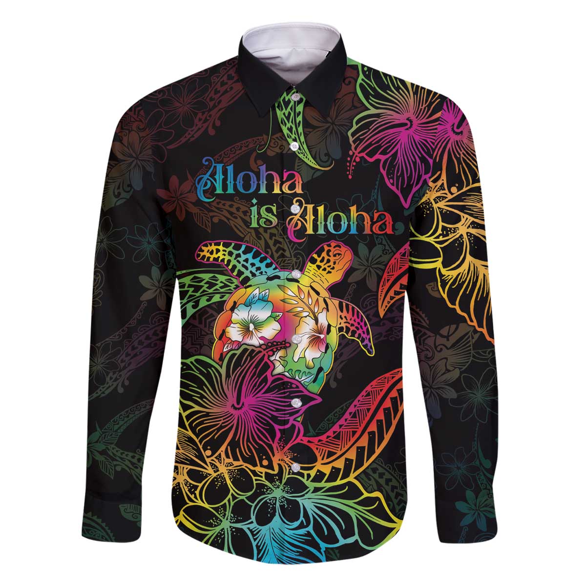 Hawaii Pride Family Matching Off The Shoulder Long Sleeve Dress and Hawaiian Shirt Aloha Is Aloha LT05 Dad's Shirt - Long Sleeve Colorful - Polynesian Pride