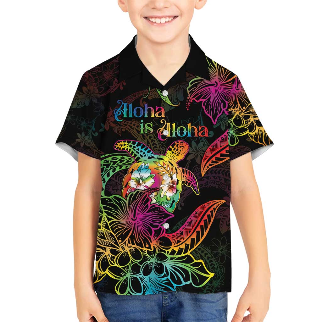 Hawaii Pride Family Matching Off Shoulder Short Dress and Hawaiian Shirt Aloha Is Aloha