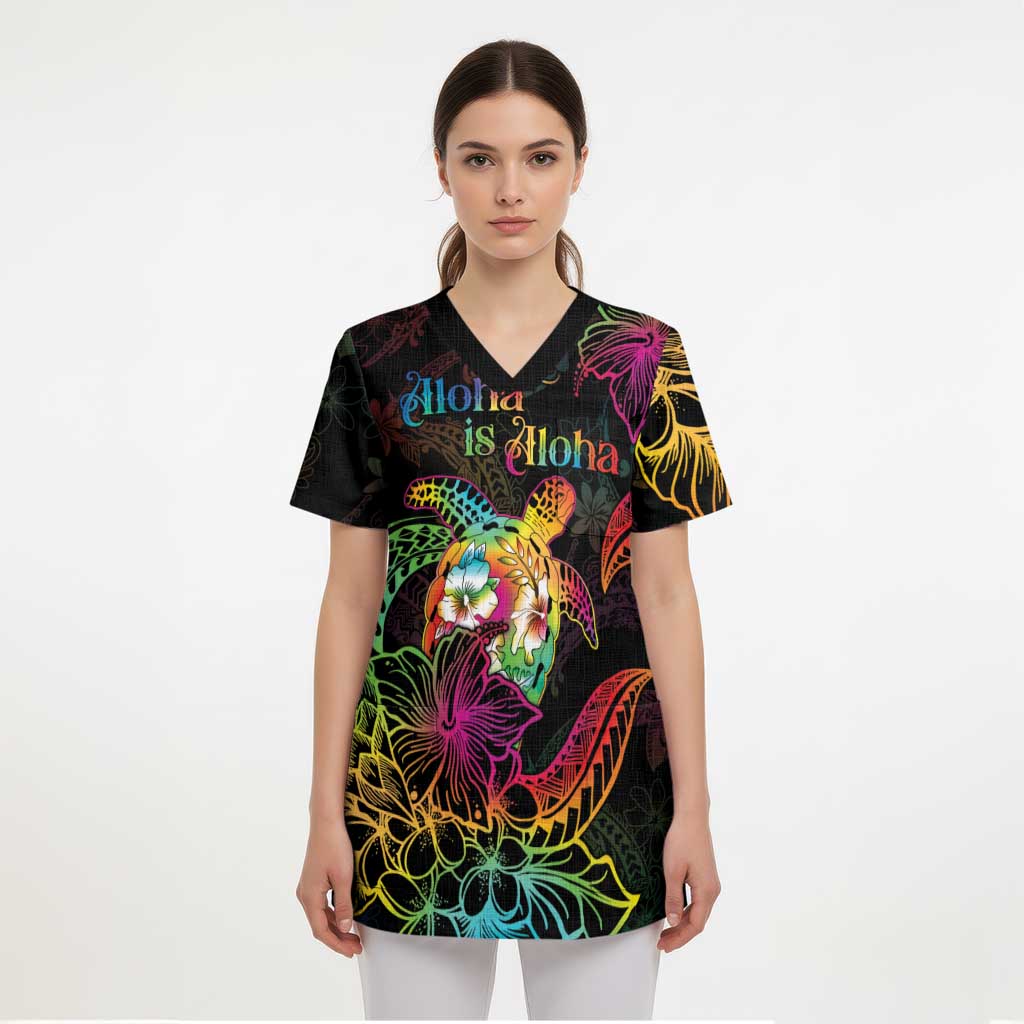 Hawaii Pride Scrub Top Aloha Is Aloha - Polynesian Pride