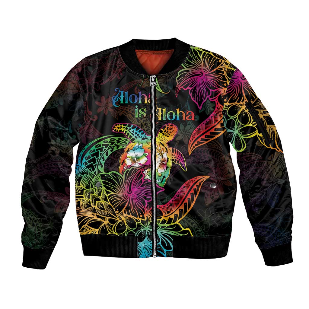 Hawaii Pride Sleeve Zip Bomber Jacket Aloha Is Aloha