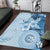 Hawaii Tapa Pattern With Blue Hibiscus Area Rug