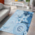 Hawaii Tapa Pattern With Blue Hibiscus Area Rug