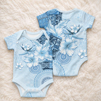 Hawaii Tapa Pattern With Blue Hibiscus Baby Onesie LT05 - Polynesian Pride