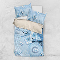 Hawaii Tapa Pattern With Blue Hibiscus Bedding Set