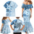Hawaii Tapa Pattern With Blue Hibiscus Family Matching Mermaid Dress and Hawaiian Shirt