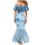 Hawaii Tapa Pattern With Blue Hibiscus Family Matching Mermaid Dress and Hawaiian Shirt