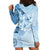 Hawaii Tapa Pattern With Blue Hibiscus Hoodie Dress