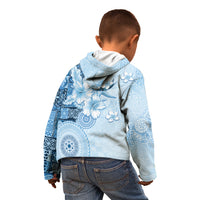 Hawaii Tapa Pattern With Blue Hibiscus Kid Hoodie