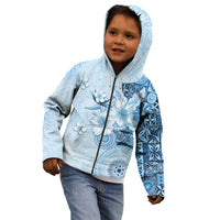 Hawaii Tapa Pattern With Blue Hibiscus Kid Hoodie