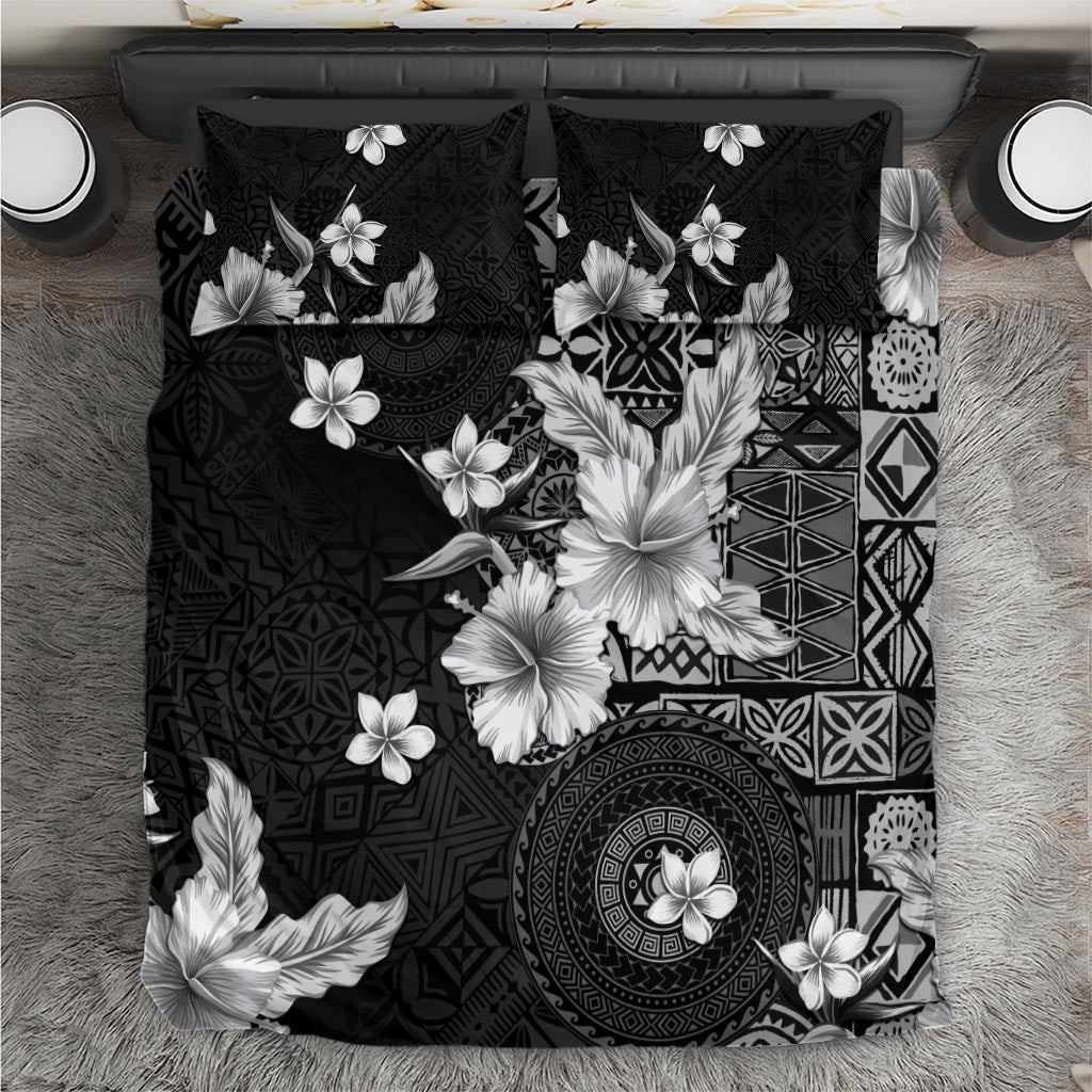 Hawaii Tapa Pattern With Black Hibiscus Bedding Set