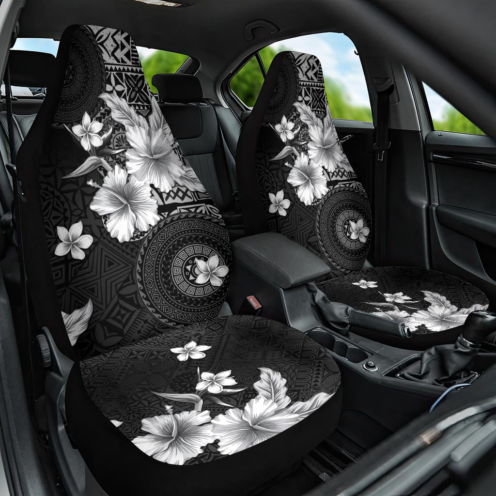 Hawaii Tapa Pattern With Black Hibiscus Car Seat Cover