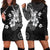 Hawaii Tapa Pattern With Black Hibiscus Hoodie Dress