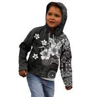 Hawaii Tapa Pattern With Black Hibiscus Kid Hoodie