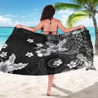 Hawaii Tapa Pattern With Black Hibiscus Sarong