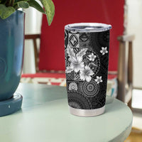 Hawaii Tapa Pattern With Black Hibiscus Tumbler Cup