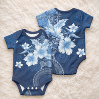 Hawaii Tapa Pattern With Navy Hibiscus Baby Onesie LT05 - Polynesian Pride