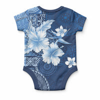 Hawaii Tapa Pattern With Navy Hibiscus Baby Onesie LT05 - Polynesian Pride