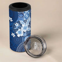 Hawaii Tapa Pattern With Navy Hibiscus 4 in 1 Can Cooler Tumbler