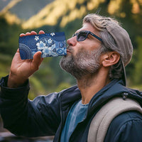 Hawaii Tapa Pattern With Navy Hibiscus 4 in 1 Can Cooler Tumbler