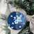 Hawaii Tapa Pattern With Navy Hibiscus Ceramic Ornament