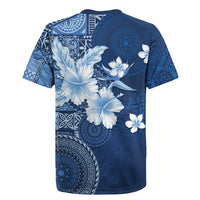 Hawaii Tapa Pattern With Navy Hibiscus Rugby Jersey