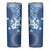 Hawaii Tapa Pattern With Navy Hibiscus Skinny Tumbler