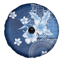 Hawaii Tapa Pattern With Navy Hibiscus Spare Tire Cover