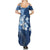 Hawaii Tapa Pattern With Navy Hibiscus Summer Maxi Dress