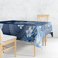 Hawaii Tapa Pattern With Navy Hibiscus Tablecloth