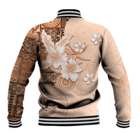 Hawaii Tapa Pattern With Brown Hibiscus Baseball Jacket