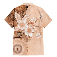 Hawaii Tapa Pattern With Brown Hibiscus Family Matching Mermaid Dress and Hawaiian Shirt