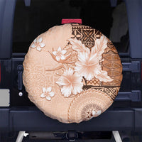 Hawaii Tapa Pattern With Brown Hibiscus Spare Tire Cover