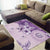 Hawaii Tapa Pattern With Violet Hibiscus Area Rug