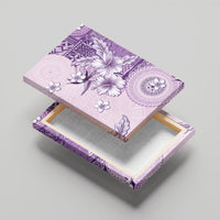 Hawaii Tapa Pattern With Violet Hibiscus Canvas Wall Art