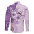 Hawaii Tapa Pattern With Violet Hibiscus Family Matching Mermaid Dress and Hawaiian Shirt