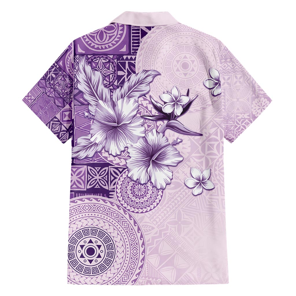 Hawaii Tapa Pattern With Violet Hibiscus Hawaiian Shirt