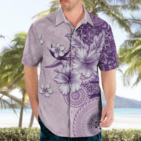 Hawaii Tapa Pattern With Violet Hibiscus Hawaiian Shirt