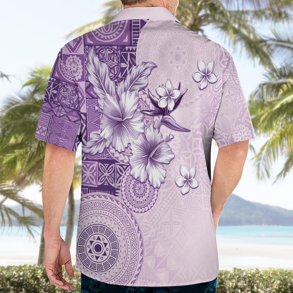 Hawaii Tapa Pattern With Violet Hibiscus Hawaiian Shirt
