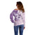 Hawaii Tapa Pattern With Violet Hibiscus Off Shoulder Sweater