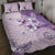 Hawaii Tapa Pattern With Violet Hibiscus Quilt Bed Set